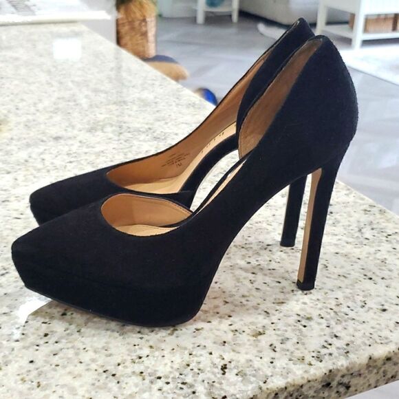 Gianni Bini 9.5 5in Heels Stiletto Black Cassalla Leather Suede Platform, Size 7 - Picture 4 of 10